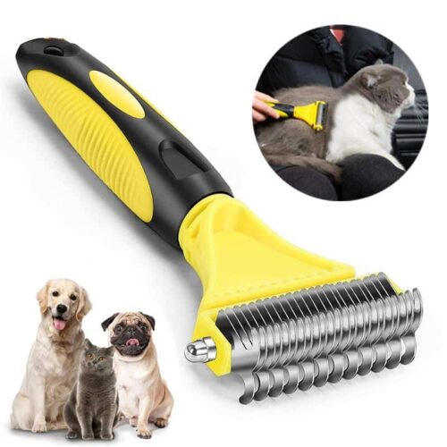 Stainless Steel Pet Grooming Brush Two-Sided Shedding Comb